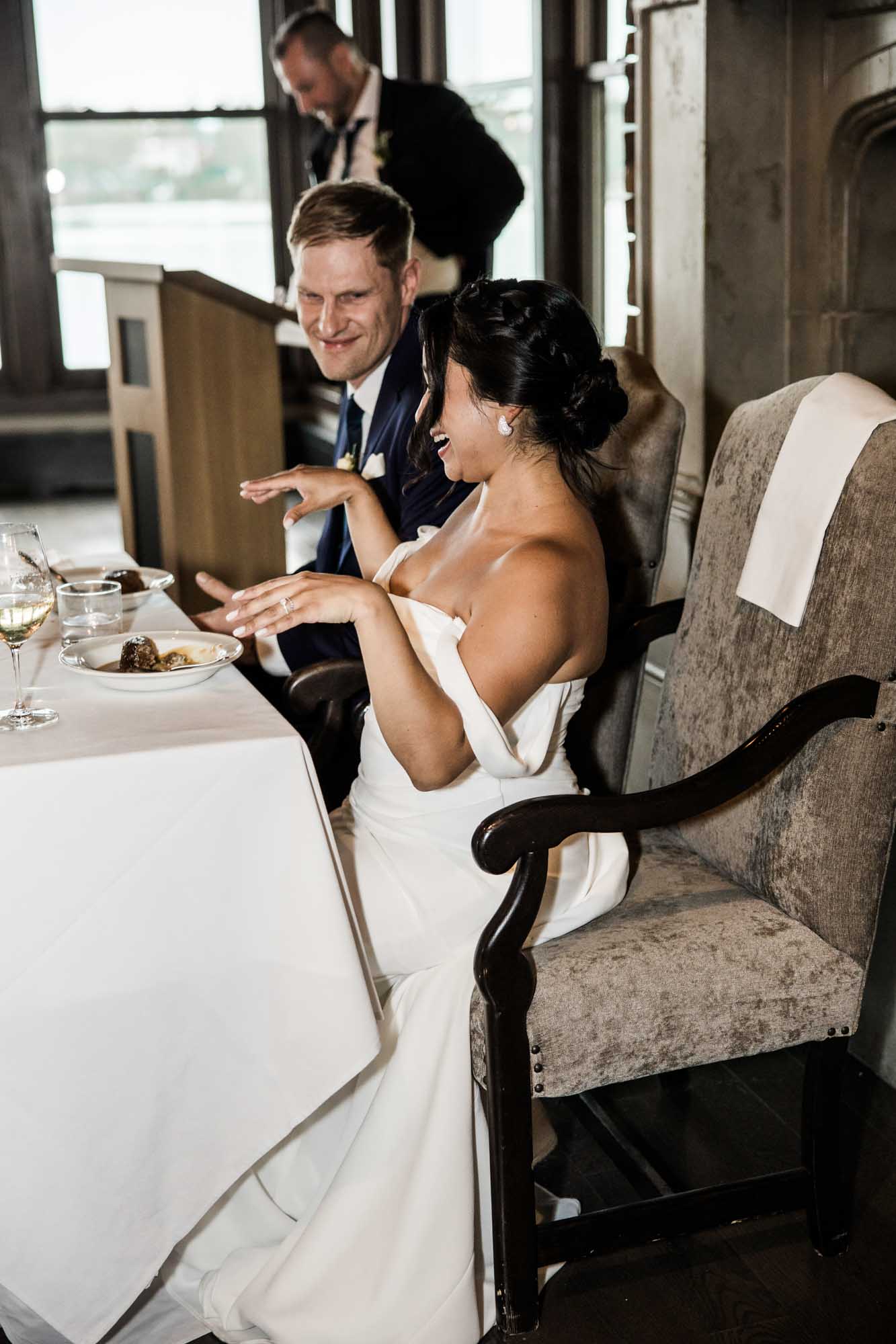 Calgary wedding photographer, wedding photography at the Lake House restaurant after a church ceremony and bridal portraits at Lake Bonavista. Photos captured in a candid, storytelling, documentary style