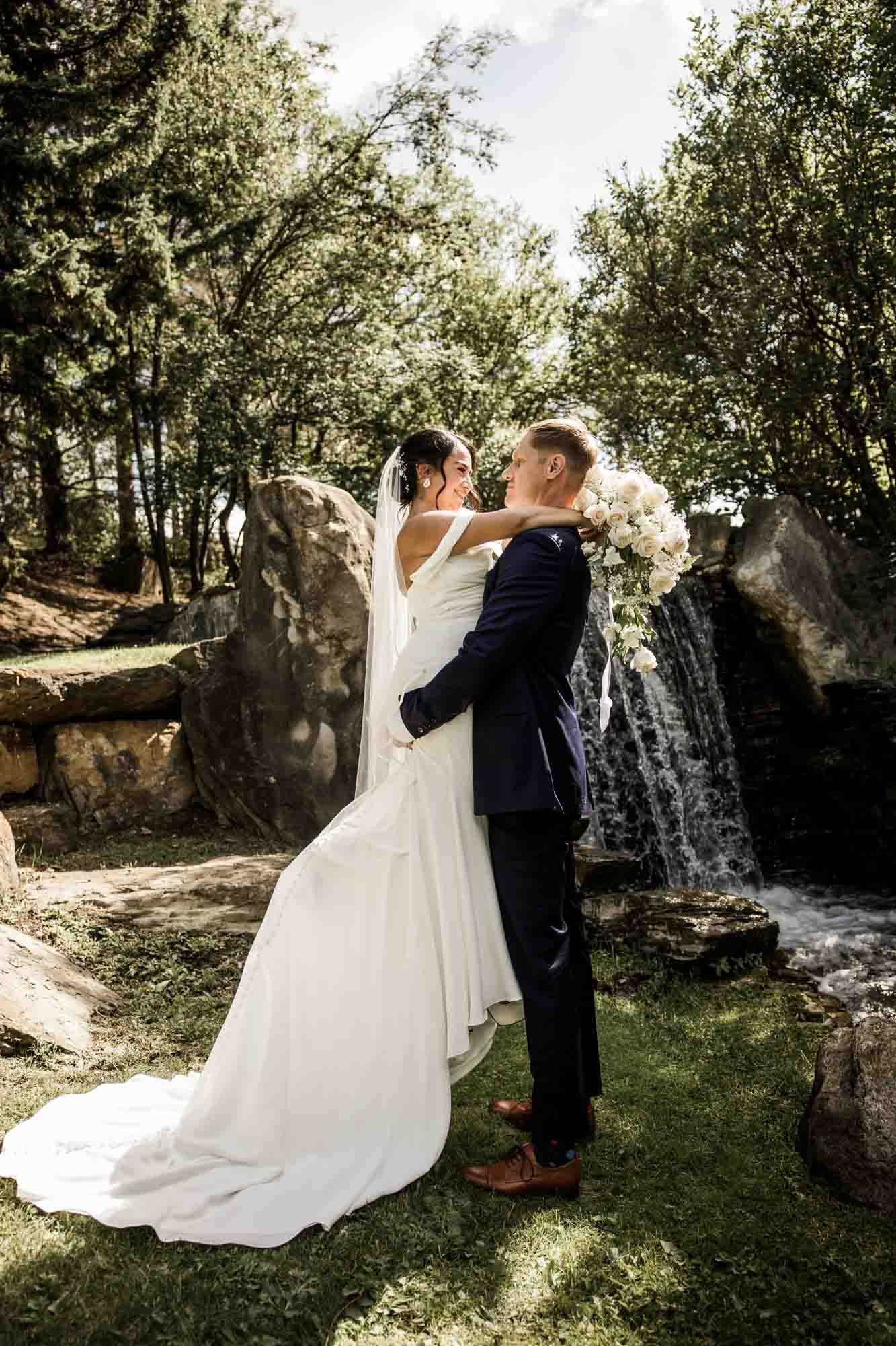 Calgary wedding photographer, wedding photography at the Lake House restaurant after a church ceremony and bridal portraits at Lake Bonavista. Photos captured in a candid, storytelling, documentary style