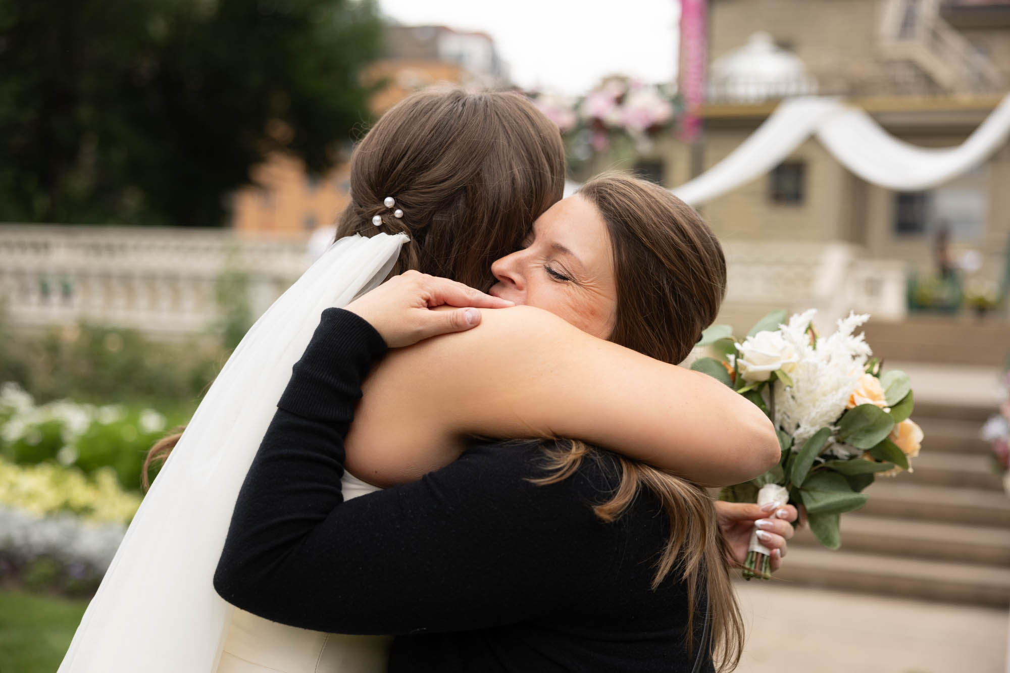 Calgary wedding photographer, couple on their wedding day at Lougheed House, photography in an editorial style with vintage bridal attire and venue