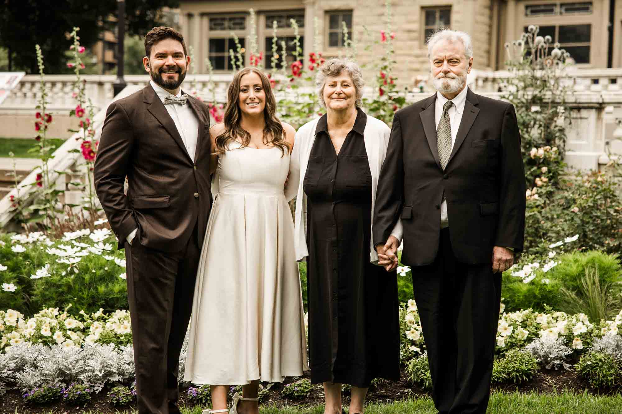 Calgary wedding photographer, couple on their wedding day at Lougheed House, photography in an editorial style with vintage bridal attire and venue