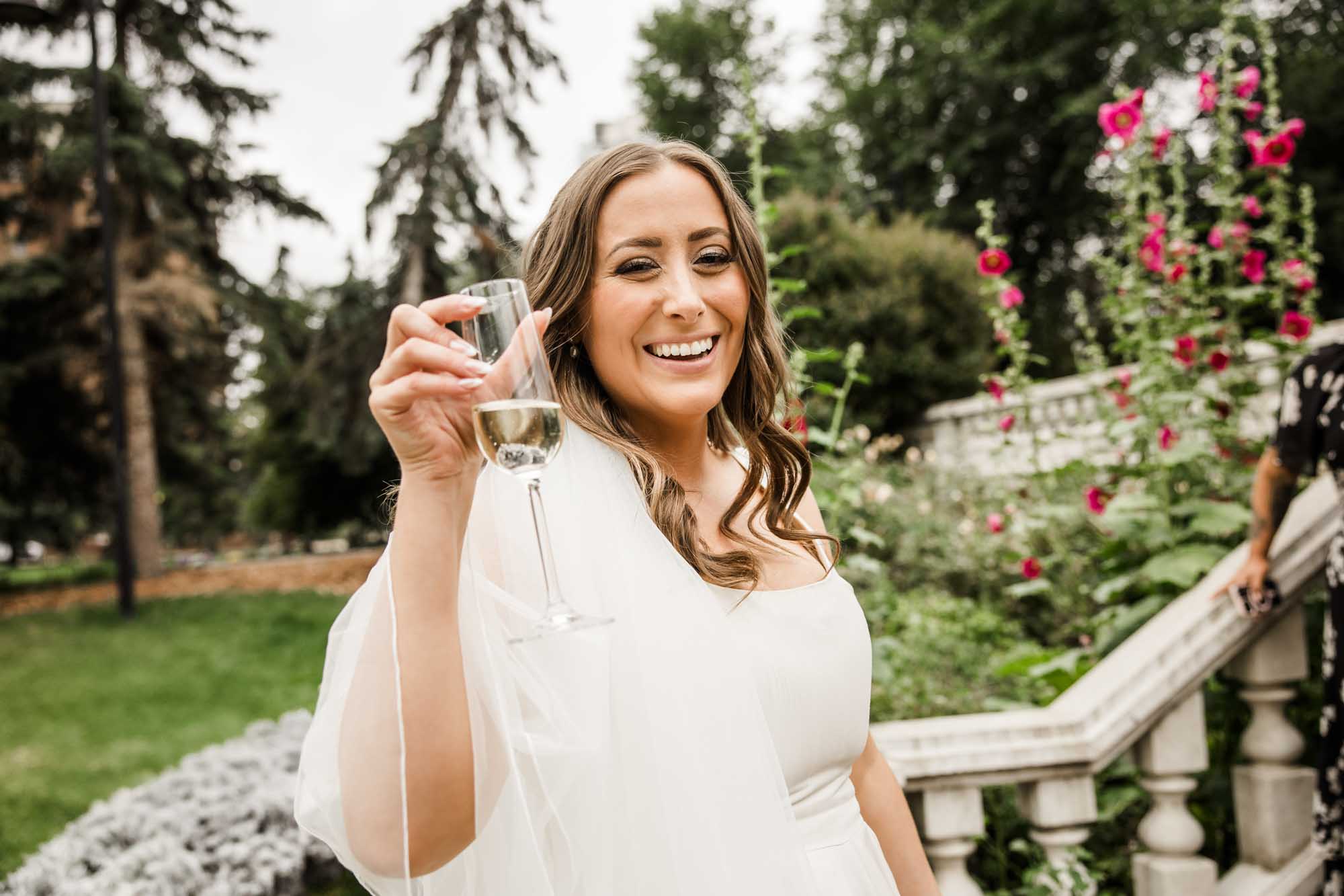 Calgary wedding photographer, couple on their wedding day at Lougheed House, photography in an editorial style with vintage bridal attire and venue
