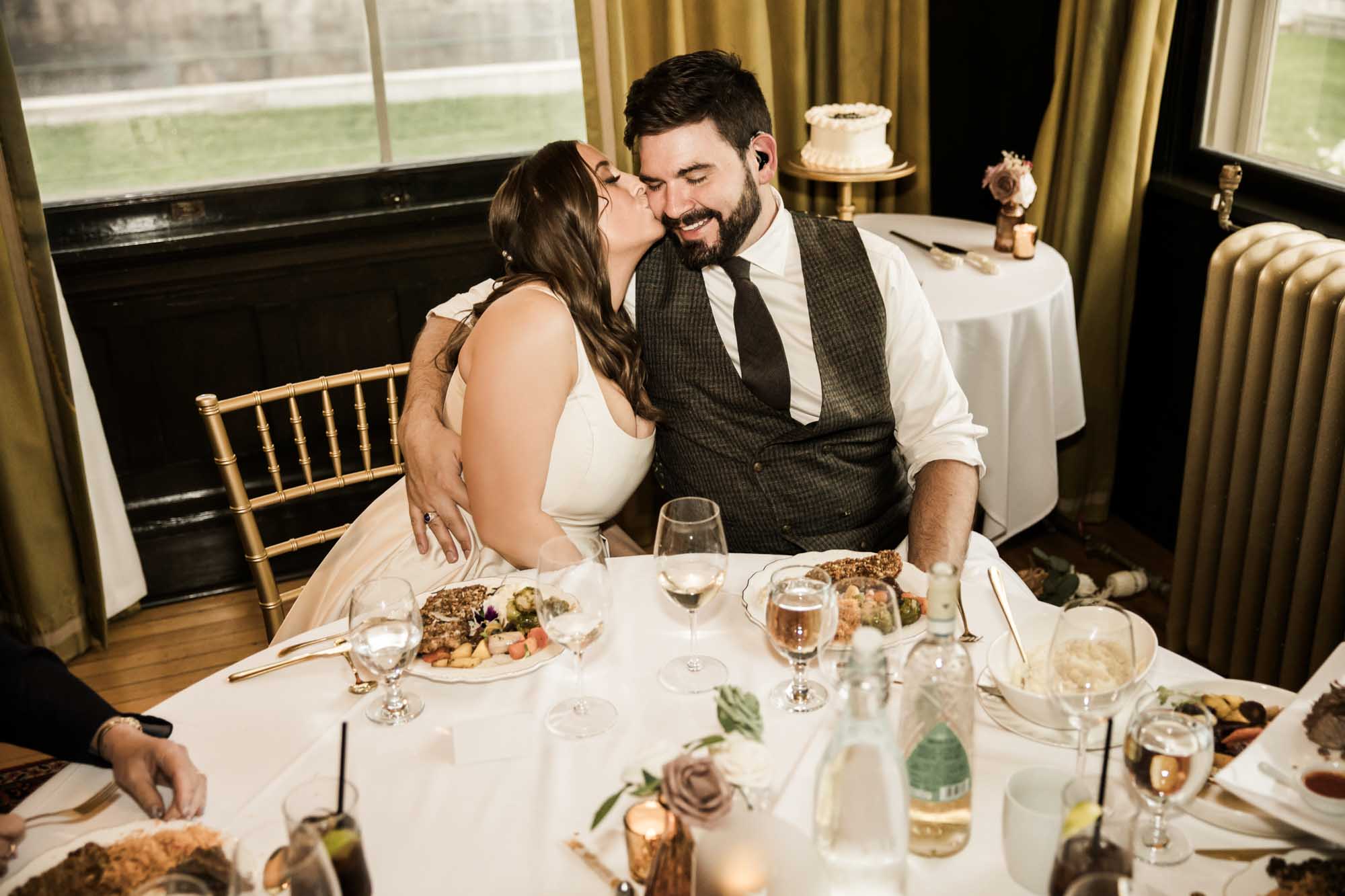 Calgary wedding photographer, couple on their wedding day at Lougheed House, photography in an editorial style with vintage bridal attire and venue