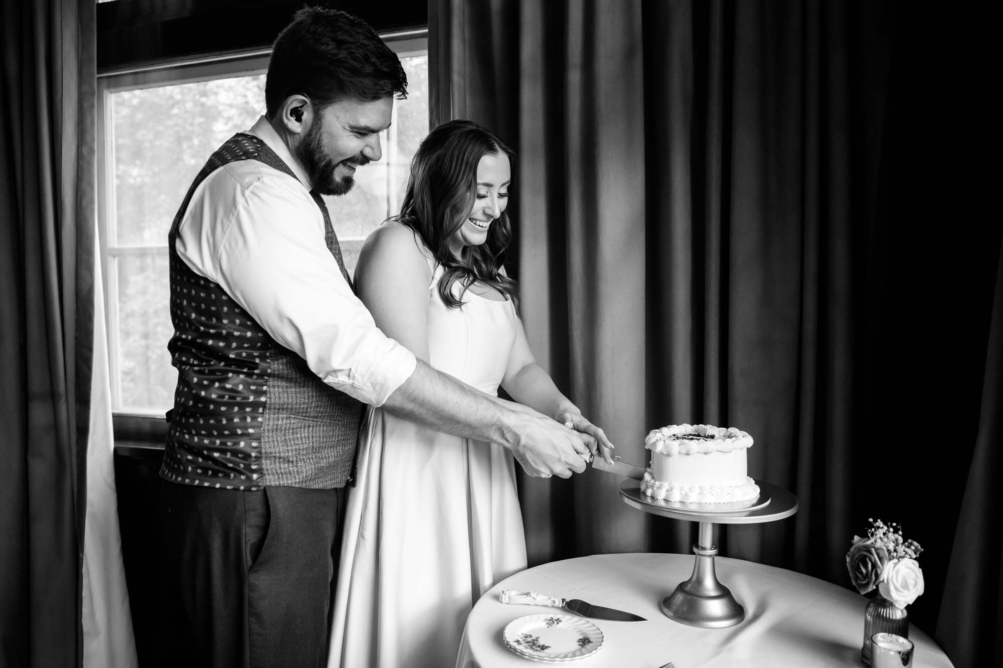 Calgary wedding photographer, couple on their wedding day at Lougheed House, photography in an editorial style with vintage bridal attire and venue