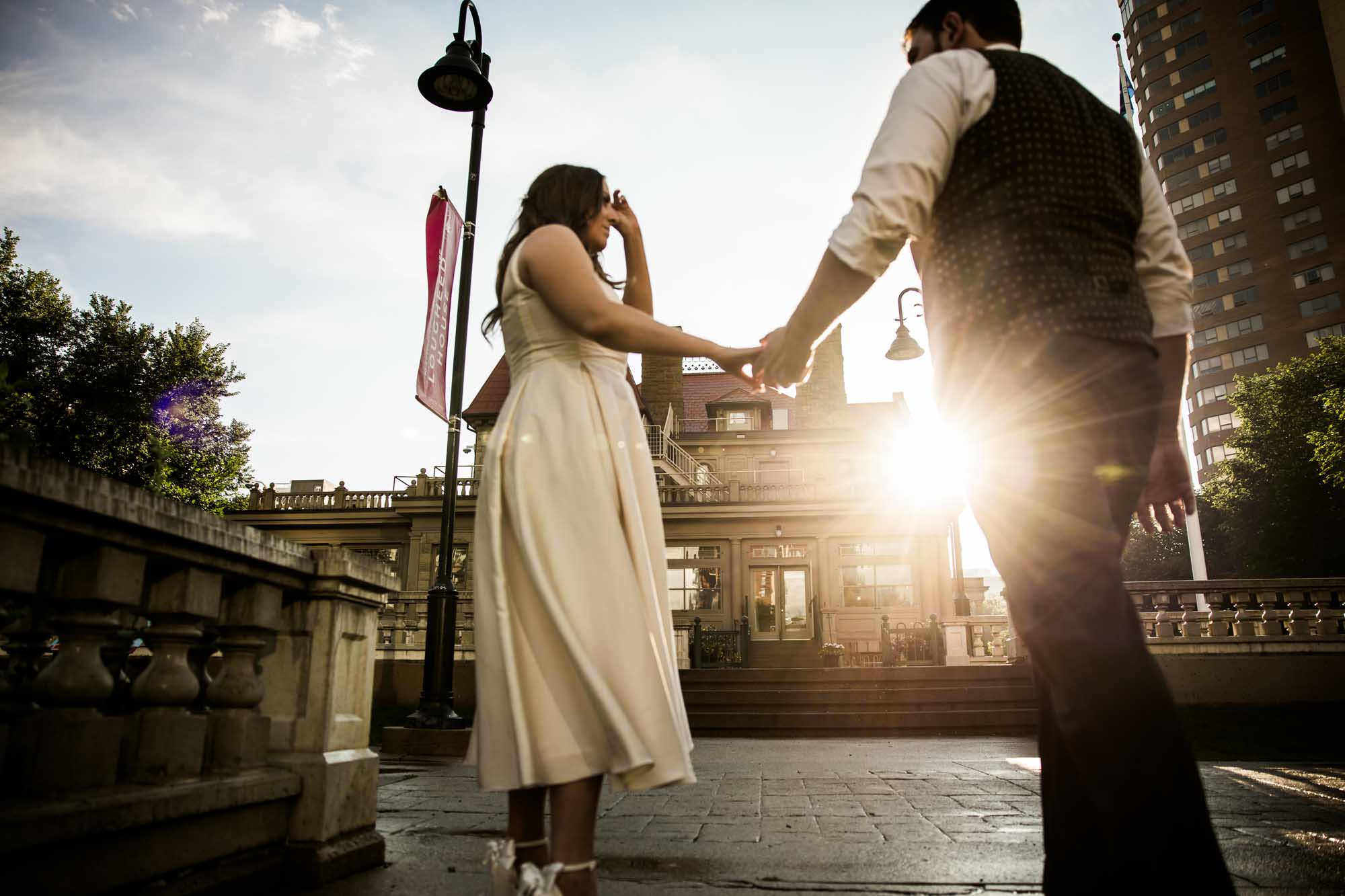 Calgary wedding photographer, couple on their wedding day at Lougheed House, photography in an editorial style with vintage bridal attire and venue