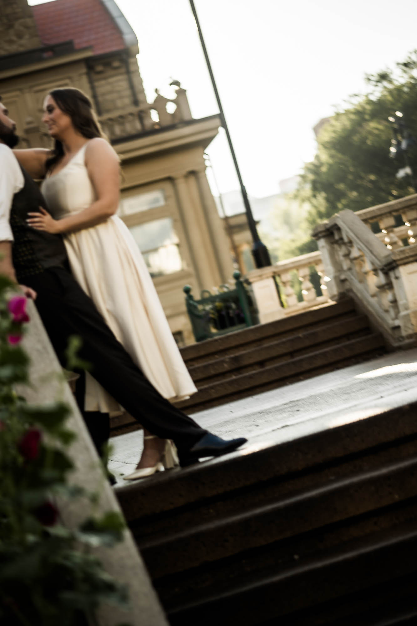 Calgary wedding photographer, couple on their wedding day at Lougheed House, photography in an editorial style with vintage bridal attire and venue