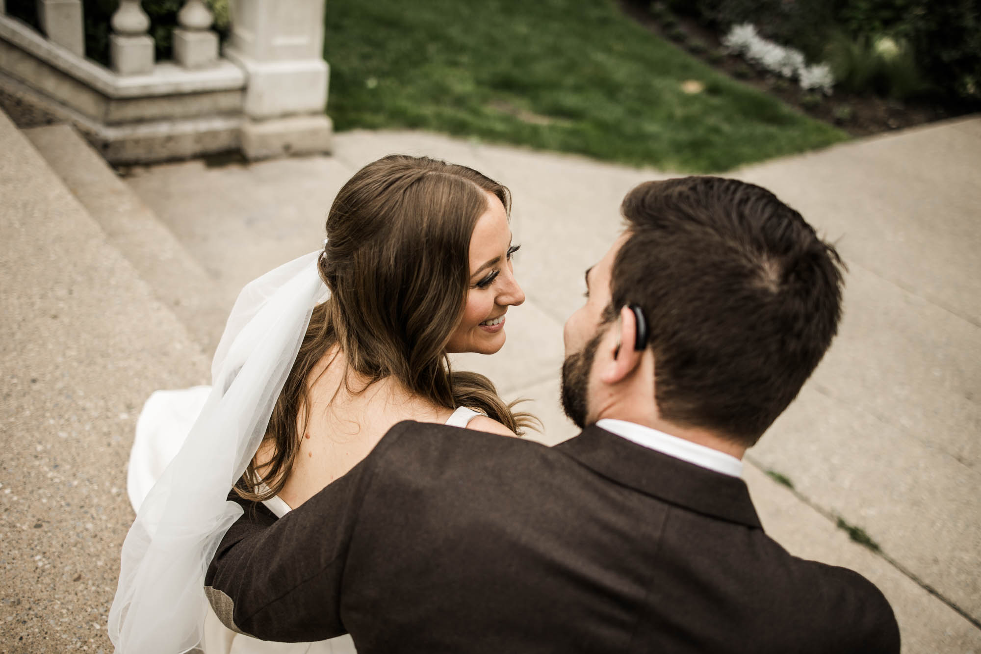 Calgary wedding photographer, couple on their wedding day at Lougheed House, photography in an editorial style with vintage bridal attire and venue