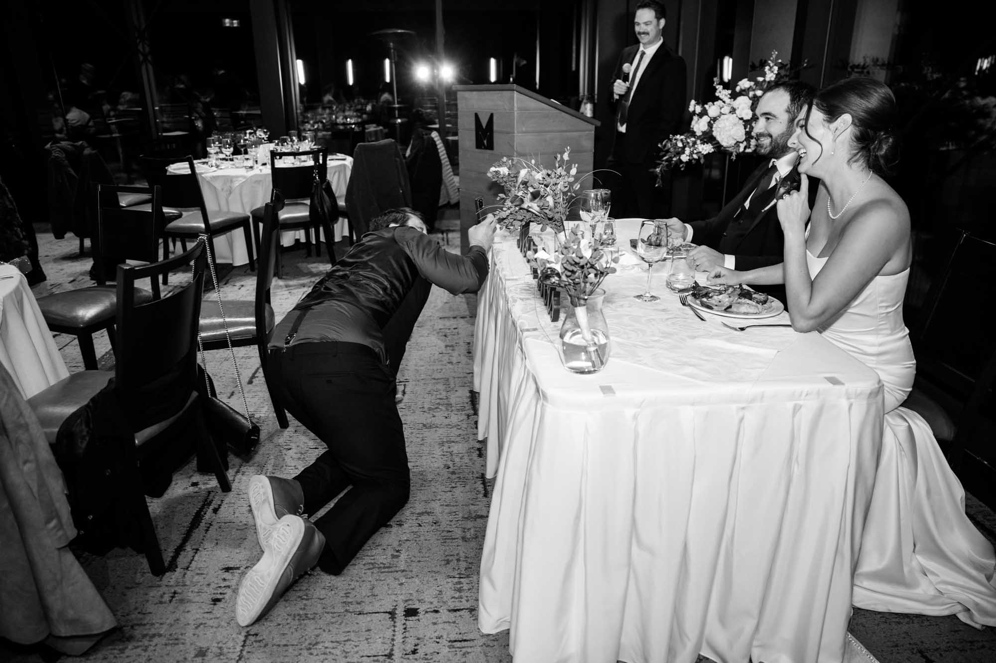 Calgary wedding photographer, bride and groom on their wedding day at the Mickelson National Golf Club reception, candid, documentary, storytelling photography