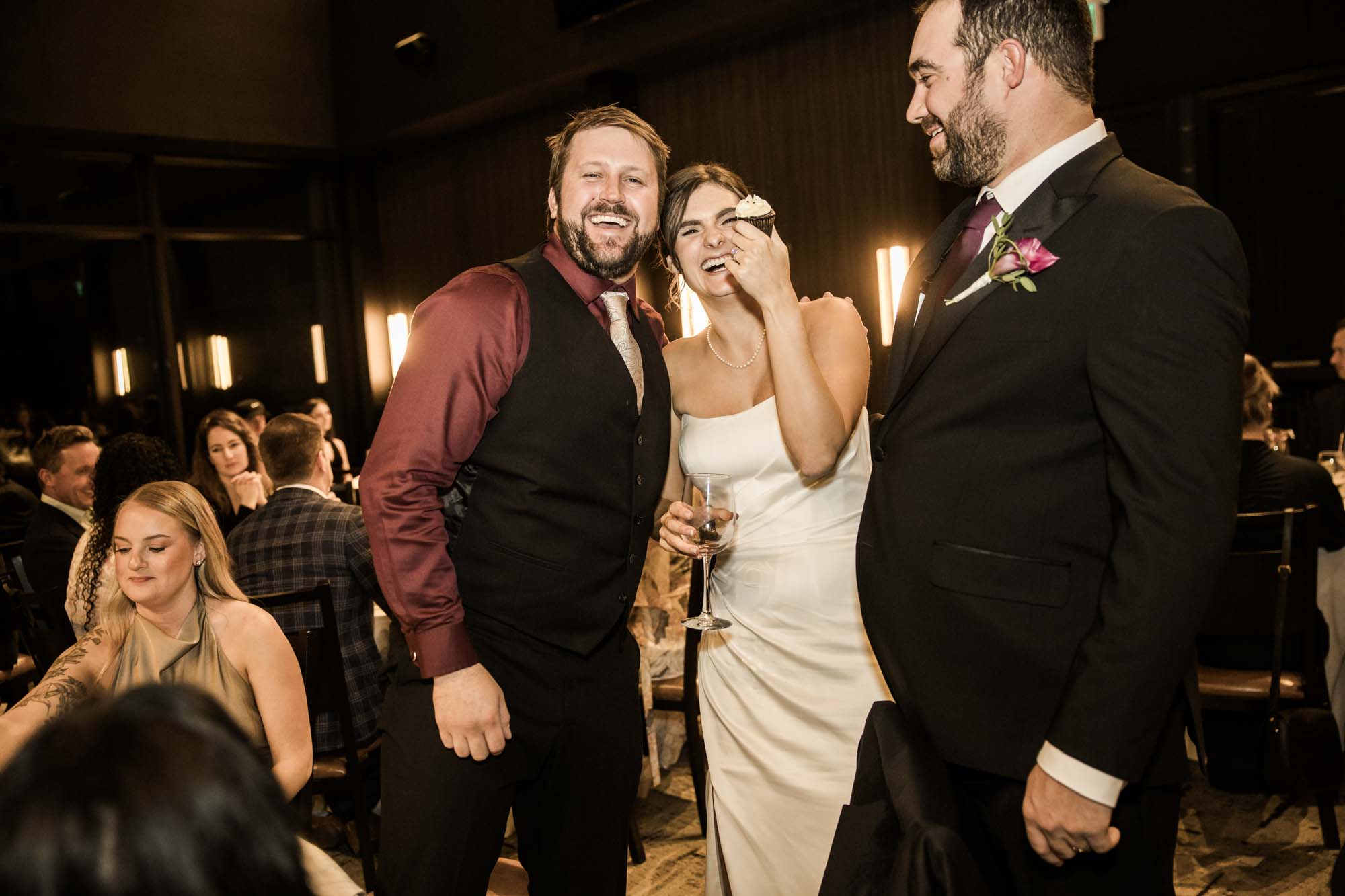 Calgary wedding photographer, bride and groom on their wedding day at the Mickelson National Golf Club reception, candid, documentary, storytelling photography